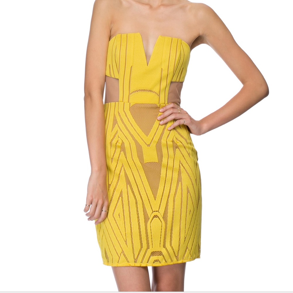 Shona Joy yellow bustier mini dress, size 2
